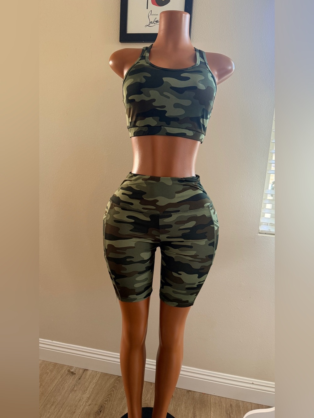 Camo High-Waist Biker Shorts - Green Camo
